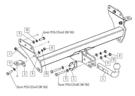 Фаркоп Baltex для Jeep Grand Cherokee 2010-2022 Арт. 049115 049115 в Тольятти